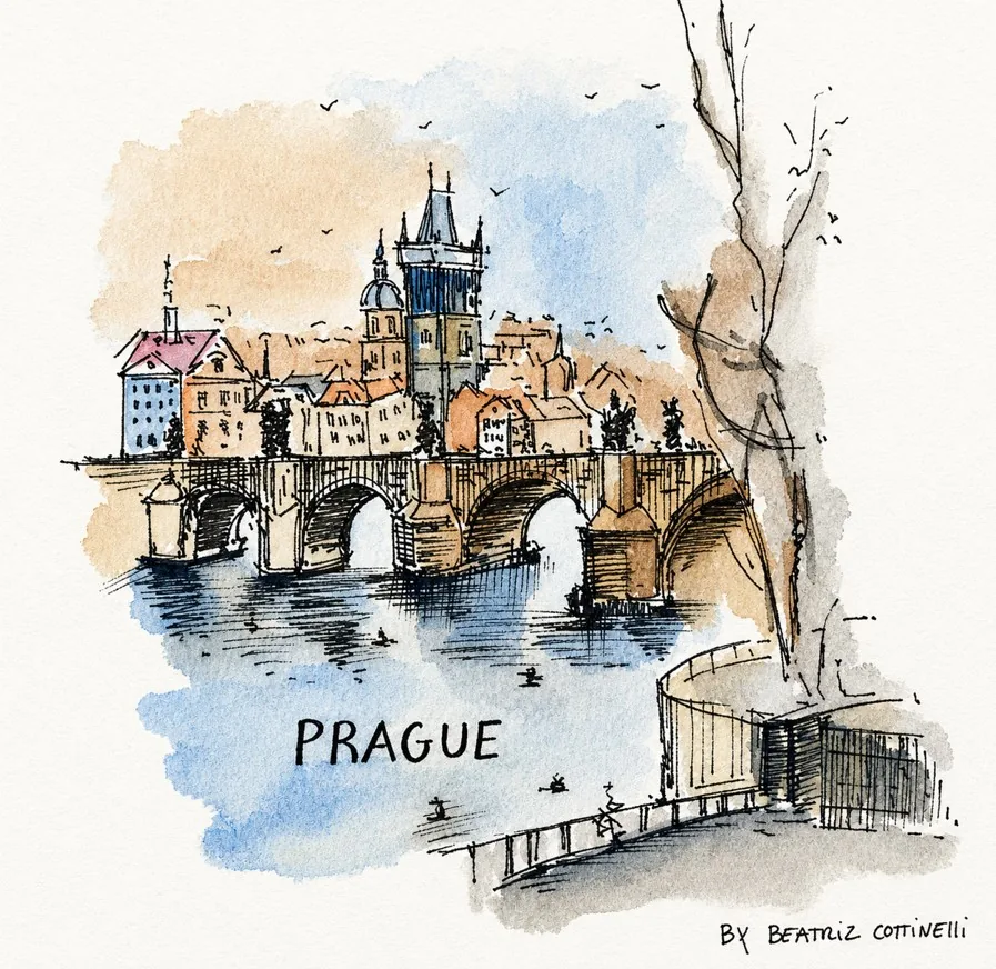 Sketching Prague — Drawing by Beatriz Cottinelli