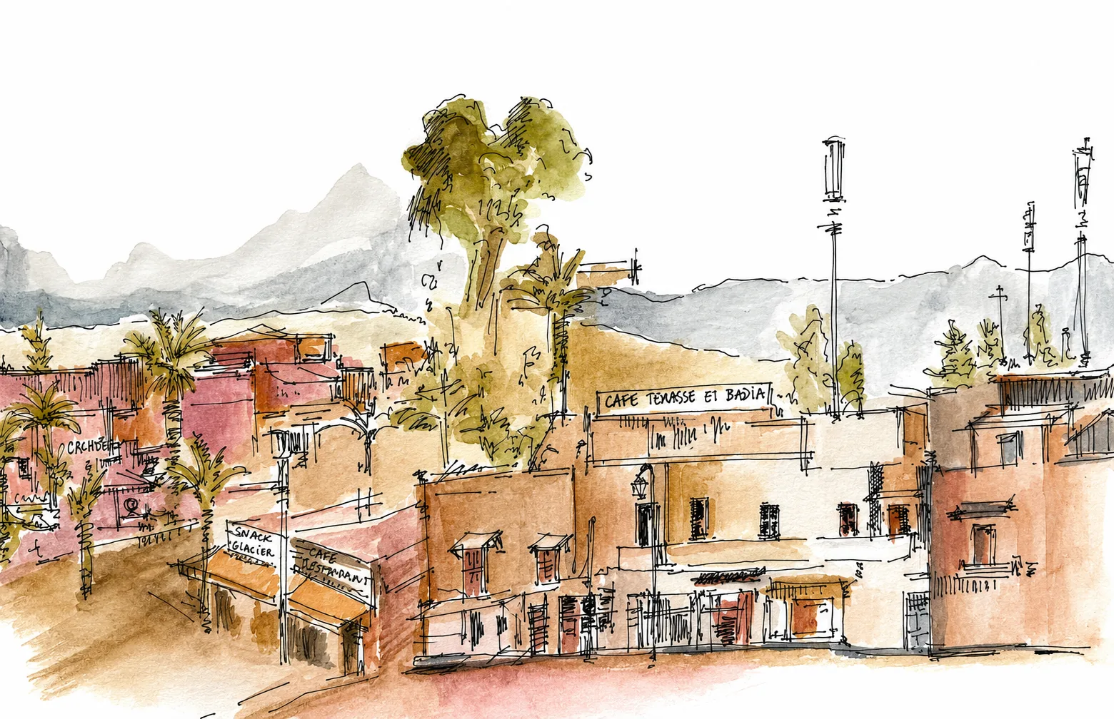 Marrakech travel drawing 5